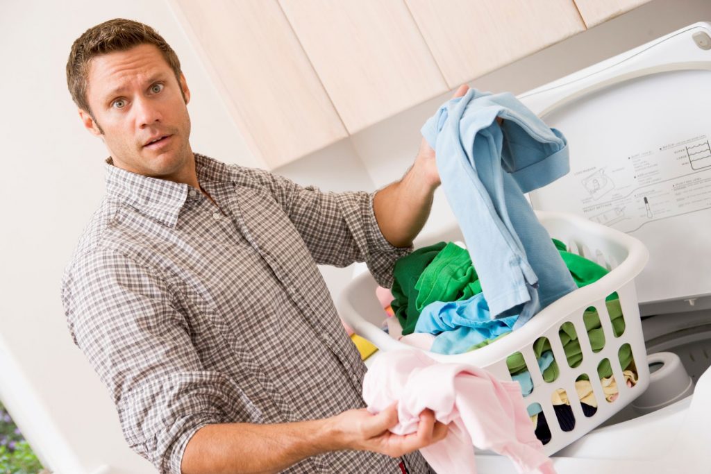 Dad helping with the washing